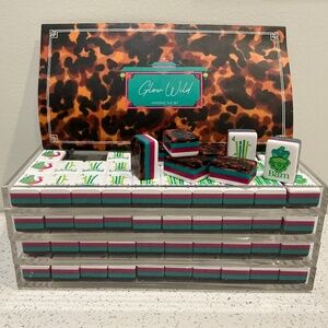 Oh My Mahjong OMM Glow Wild Tiles with OMM zippered bag, New